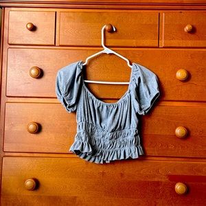 Forever 21 grey ruffled blouse size small